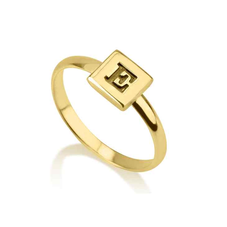 Initial Square Stackable Ring