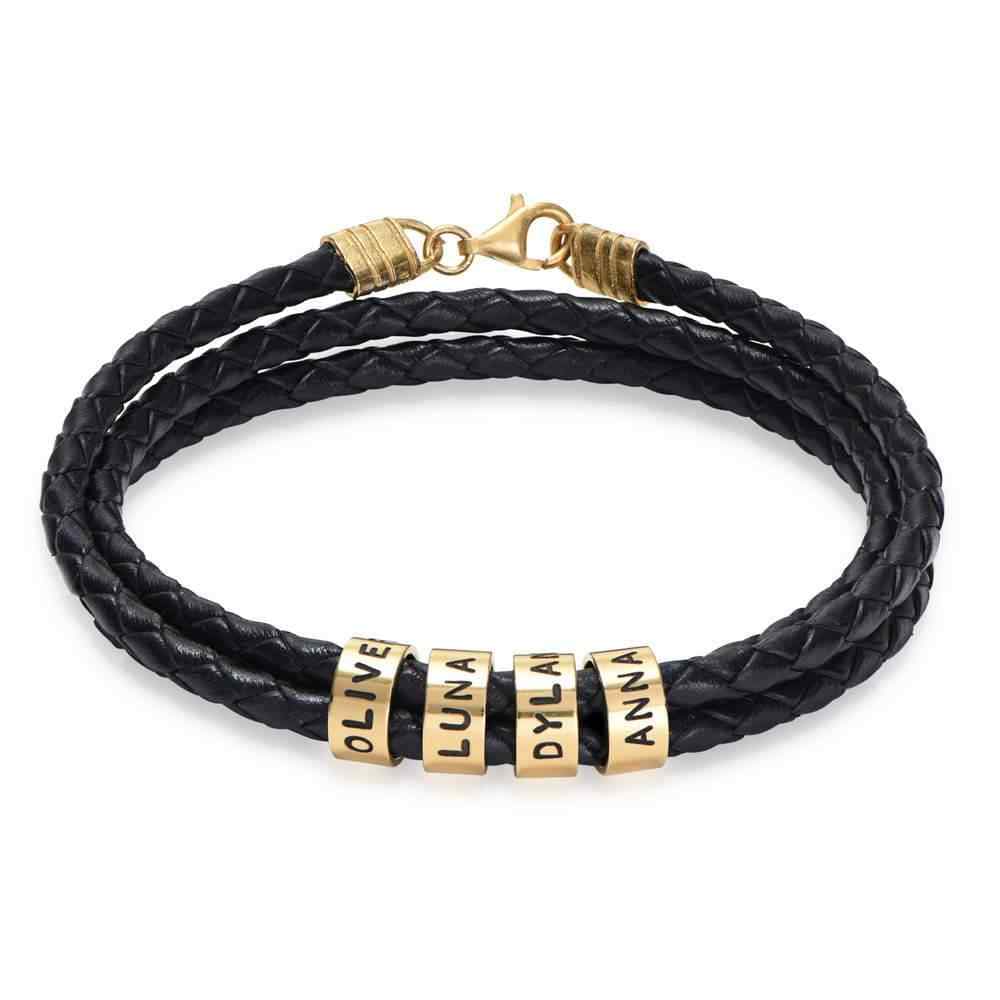 Leather Bracelet with Custom Engraved beads