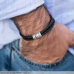 Leather Bracelet for Men with Small Custom Beads