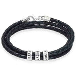Leather Bracelet for Men with Small Custom Beads