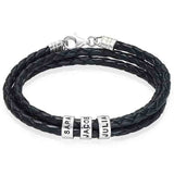 Leather Bracelet for Men with Small Custom Beads