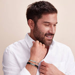 Leather Bracelet for Men with Small Custom Beads in Brown.