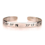 Rose Gold bracelet with engraved coordinates