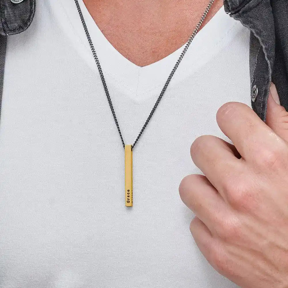 Personalized 3D Bar Name Necklace for Men