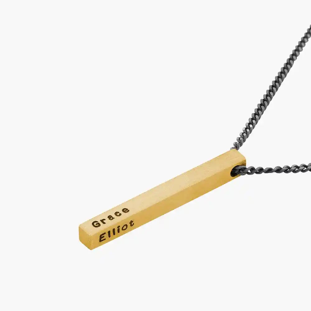 Personalized 3D Bar Name Necklace for Men
