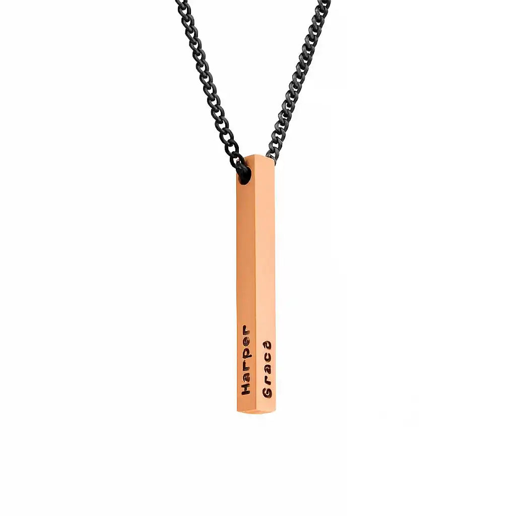 Personalized 3D Bar Name Necklace for Men