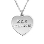 Sterling silver heart necklace with engraving