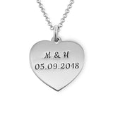 Sterling silver heart necklace with engraving