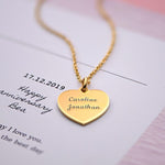 Gold plated engraved heart necklace
