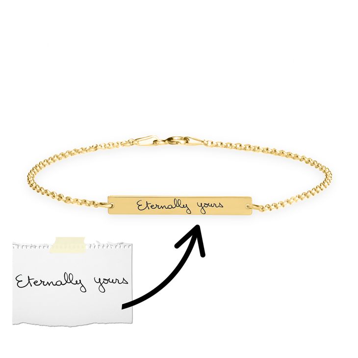 Personalized handwriting bar bracelet