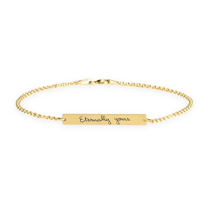 Personalized handwriting bar bracelet