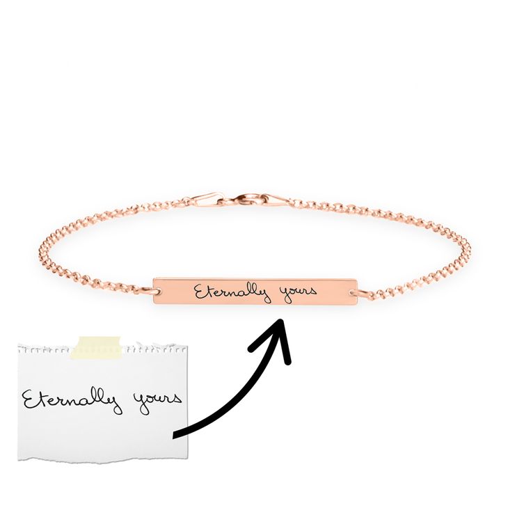 Personalized handwriting bar bracelet