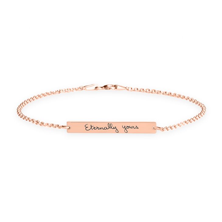 Personalized handwriting bar bracelet