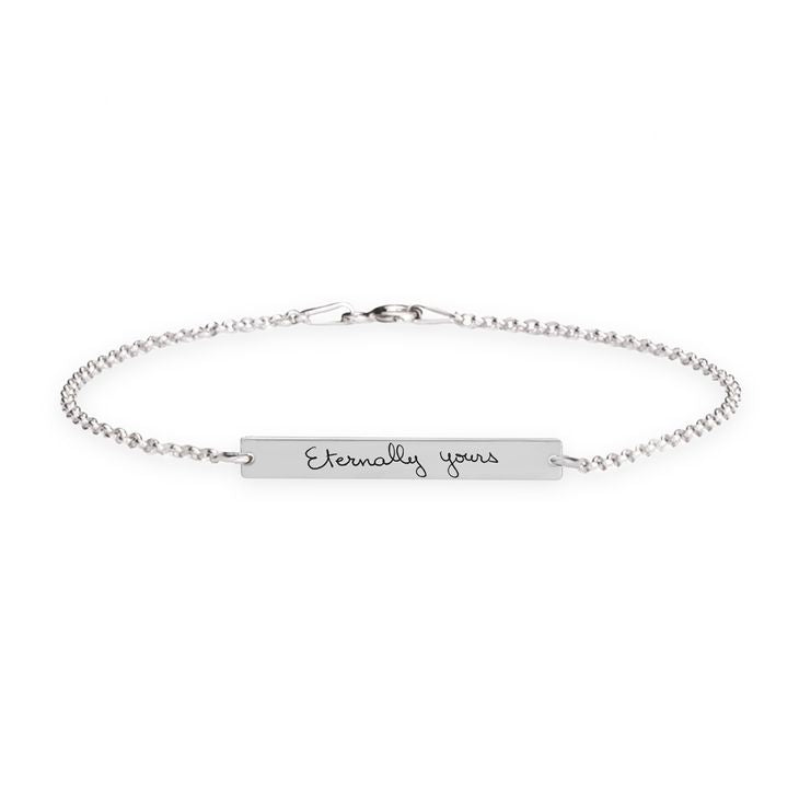 Personalized handwriting bar bracelet