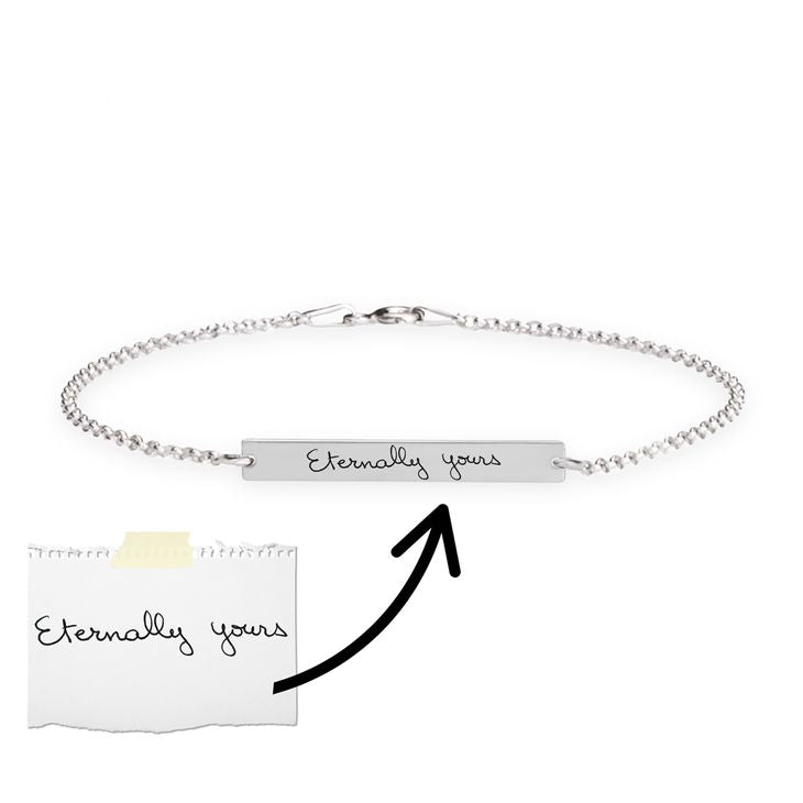 Personalized handwriting bar bracelet