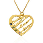 Heart Necklace with Birthstones