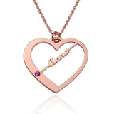 Heart Necklace with Birthstones