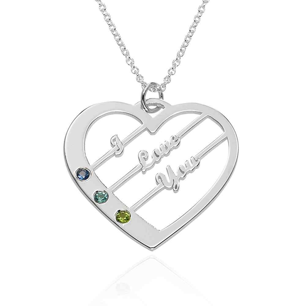 Heart Necklace with Birthstones