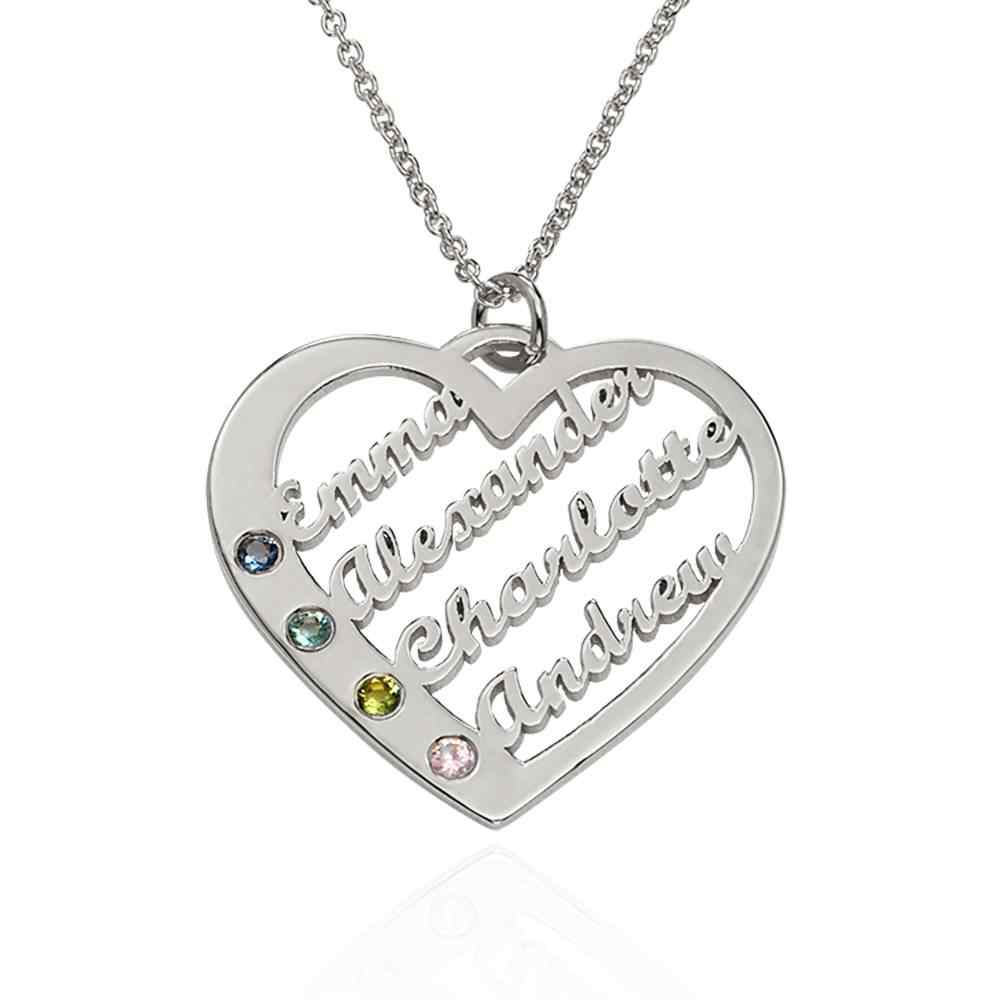 Heart Necklace with Birthstones