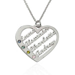Heart Necklace with Birthstones