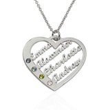 Heart Necklace with Birthstones