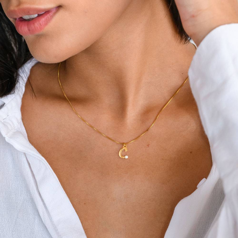 Personalized Initial Necklace With Diamond
