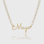 Personalized Name Necklace with Tennis Chain