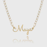 Personalized Name Necklace with Tennis Chain