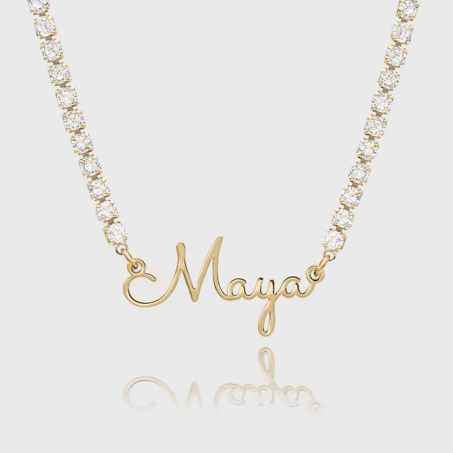 Personalized Name Necklace with Tennis Chain
