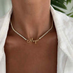 Personalized Name Necklace with Tennis Chain