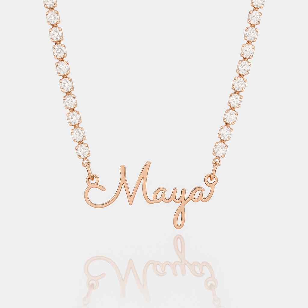 Personalized Name Necklace with Tennis Chain