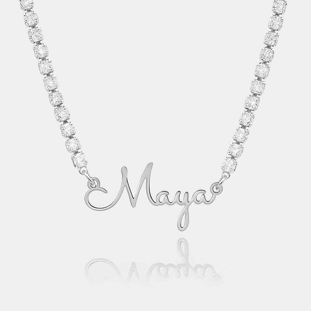 Personalized Name Necklace with Tennis Chain