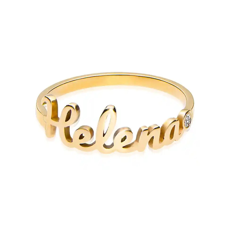 Personalized Name Ring With Birthstone