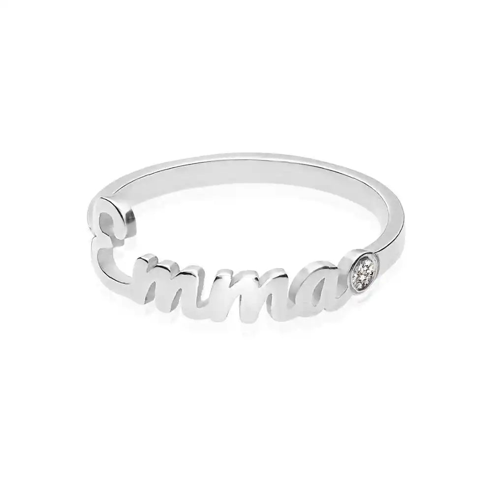 Personalized Name Ring With Birthstone
