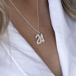 Number Necklace worn on model