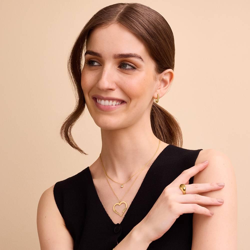 Heart outline necklace with two names
