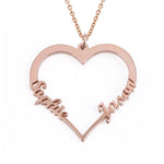two name heart charm necklace