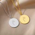 Personalized Arabic Initial Round Disc necklace