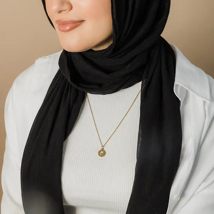 Personalized Arabic Initial Round Disc necklace