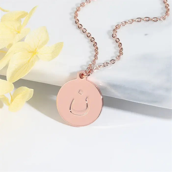 Personalized Arabic Initial Round Disc necklace