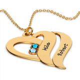 Personalized Couples Heart Necklace with Two Names & Birthstones
