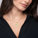 Personalized Couples Heart Necklace with Two Names & Birthstones