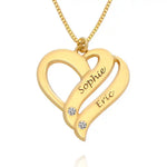 Personalized Couples Heart Necklace with Two Names & Diamonds