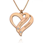 Personalized Couples Heart Necklace with Two Names & Diamonds