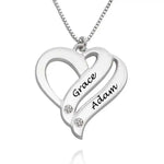 Personalized Couples Heart Necklace with Two Names & Diamonds