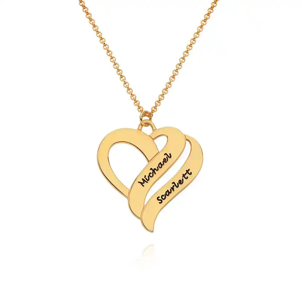 Personalized Couples Heart Necklace with Two Names