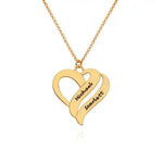 Personalized Couples Heart Necklace with Two Names