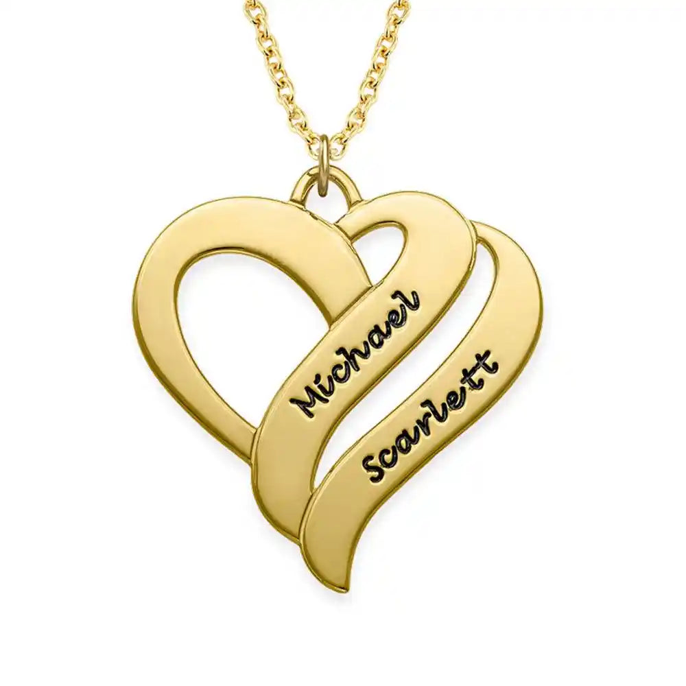 Personalized Couples Heart Necklace with Two Names