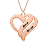 Personalized Couples Heart Necklace with Two Names