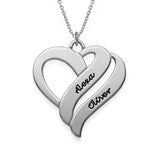 Personalized Couples Heart Necklace with Two Names
